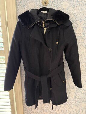Navy 2:1 Wool Jacket with Removable Puffer Jacket Liner - Size Small